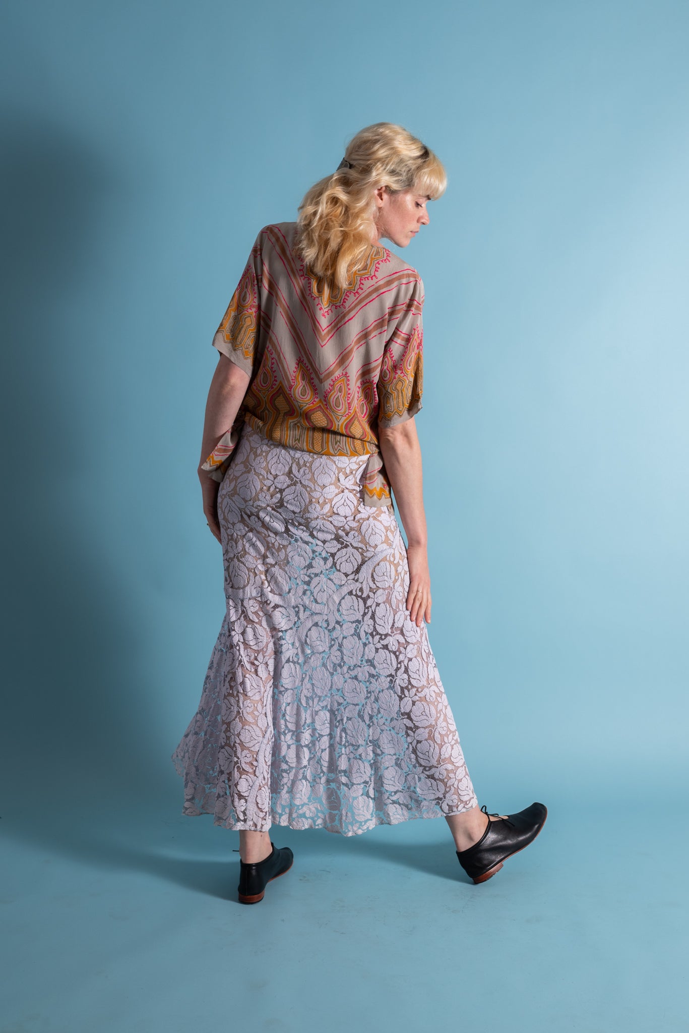 1920s Borderprint Silk Blouse [sm/med/lrg]