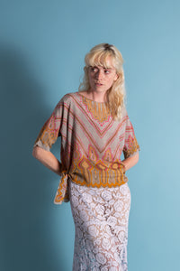 1920s Borderprint Silk Blouse [sm/med/lrg]