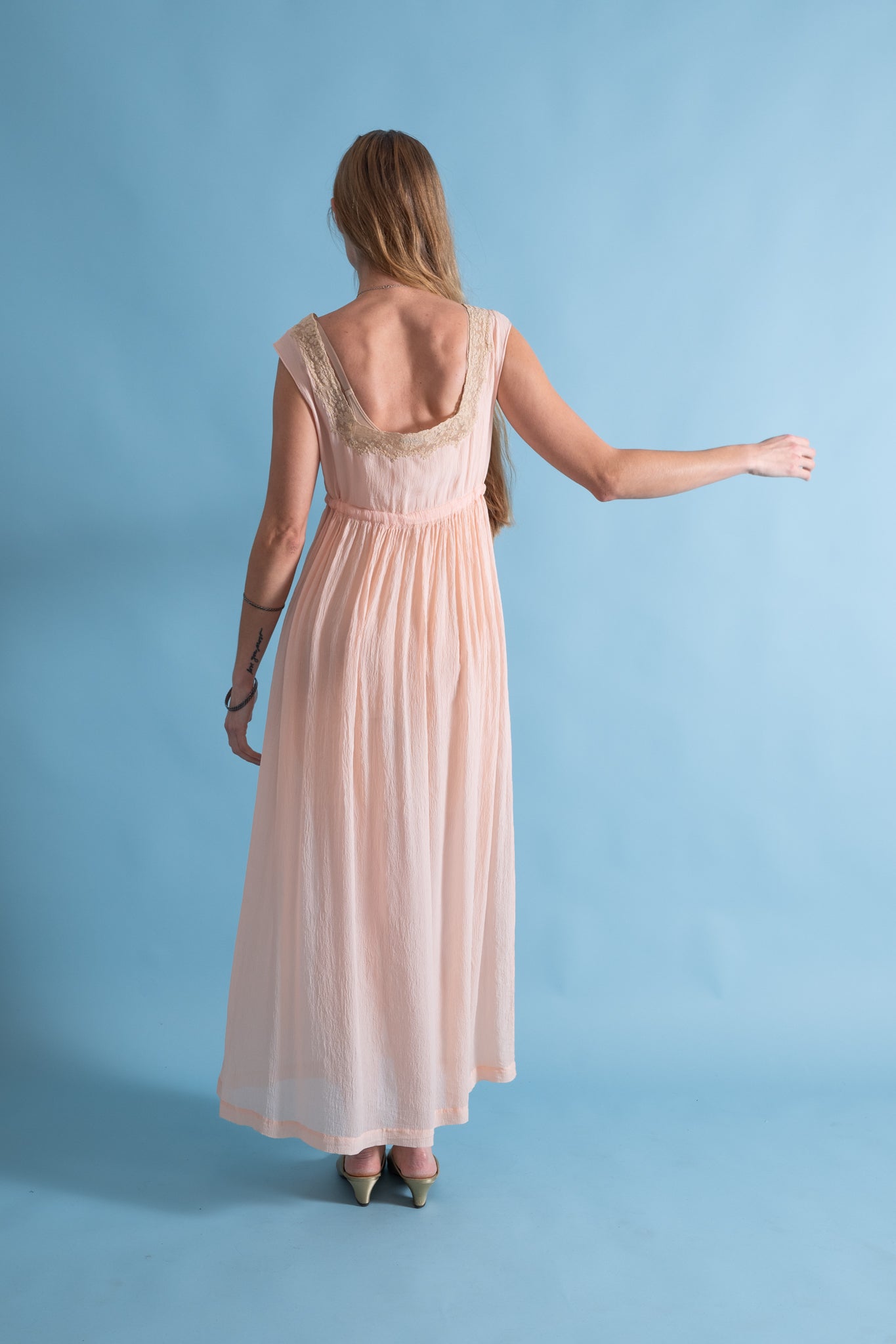 1930s French Empire Waist Silk Chiffon Gown [xs/sm/med]