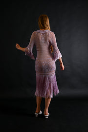 1920s Lavender Rayon Crochet Fringe Tunic [sm/med/lrg]