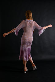 1920s Lavender Rayon Crochet Fringe Tunic [sm/med/lrg]