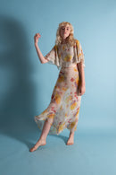 1930s Pastel Painterly Floral Silk Chiffon Gown [xs/sm]