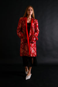 1930s Scarlet Art Deco Silk Lamé Jacket [xs/sm/med]