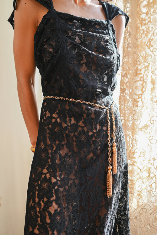 1980s Brass Swag Tassel Belt