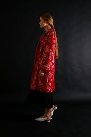1930s Scarlet Art Deco Silk Lamé Jacket [xs/sm/med]