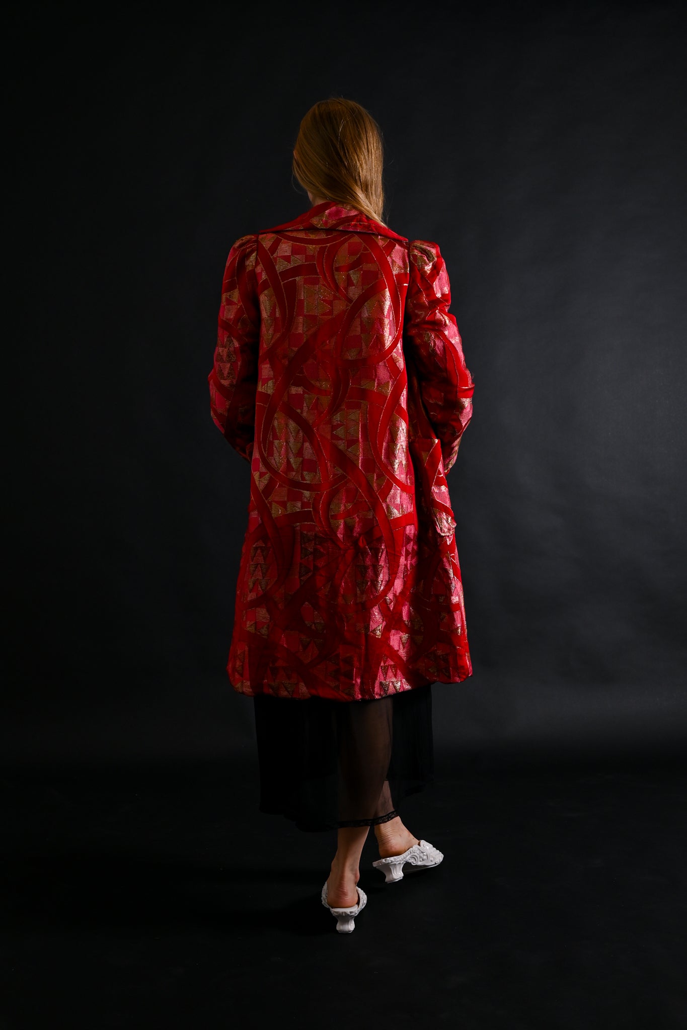 1930s Scarlet Art Deco Silk Lamé Jacket [xs/sm/med]