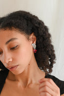 1940s Cerise Paste Winged Clip On Earrings