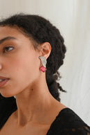 1940s Cerise Paste Winged Clip On Earrings