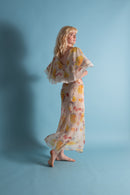 1930s Pastel Painterly Floral Silk Chiffon Gown [xs/sm]