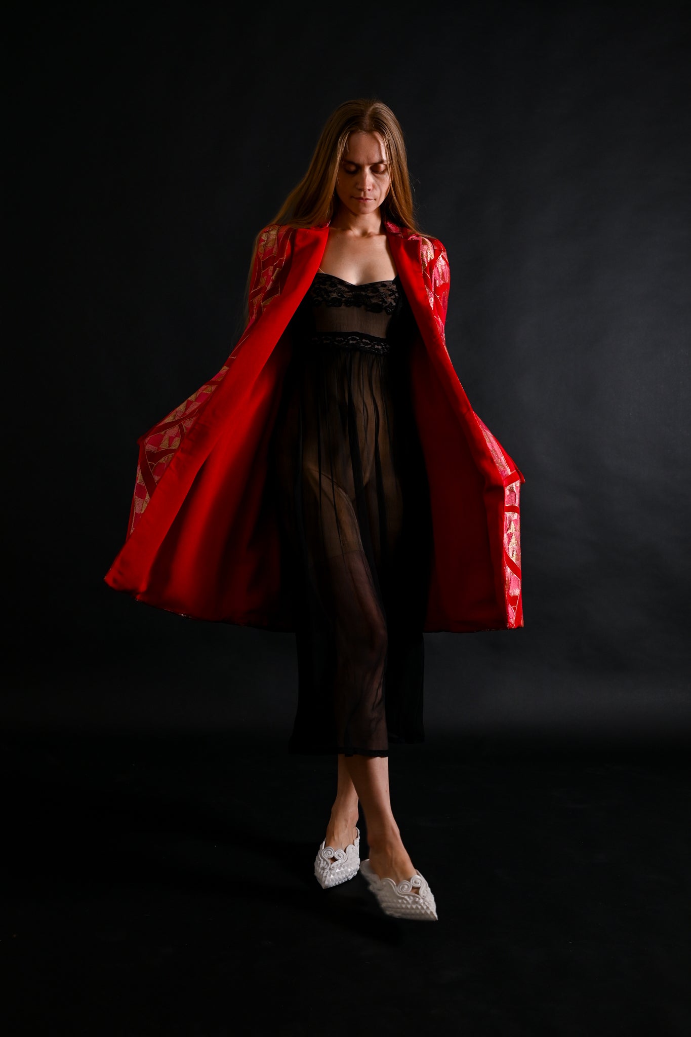 1930s Scarlet Art Deco Silk Lamé Jacket [xs/sm/med]