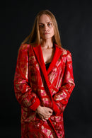1930s Scarlet Art Deco Silk Lamé Jacket [xs/sm/med]