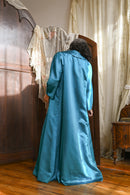 1950s Teal Duchesse Silk Opera Coat