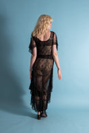 1920s Silk Chantilly Lace Tiered Gown [xs/sm]