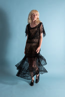 1920s Silk Chantilly Lace Tiered Gown [xs/sm]