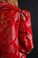 1930s Scarlet Art Deco Silk Lamé Jacket [xs/sm/med]