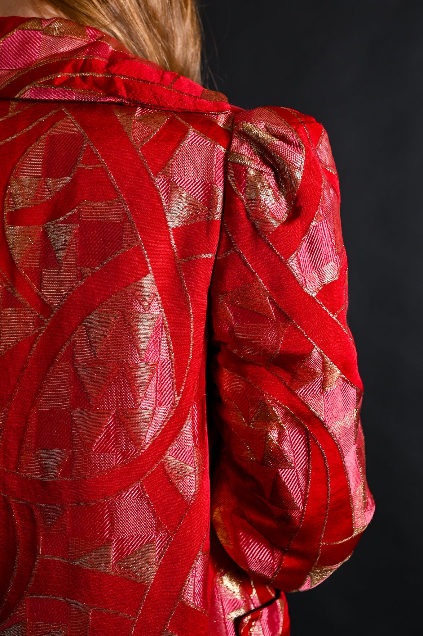 1930s Scarlet Art Deco Silk Lamé Jacket [xs/sm/med]