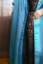 1950s Teal Duchesse Silk Opera Coat