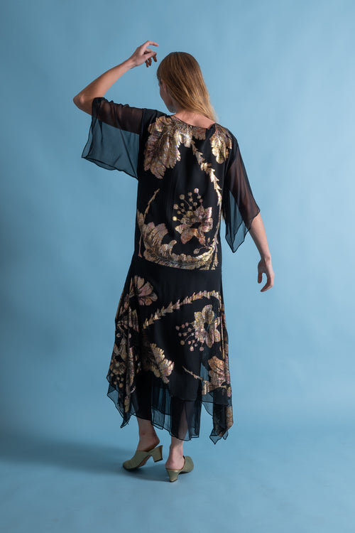 1980s Silk Lamé Handkerchief Gown [xs/sm]
