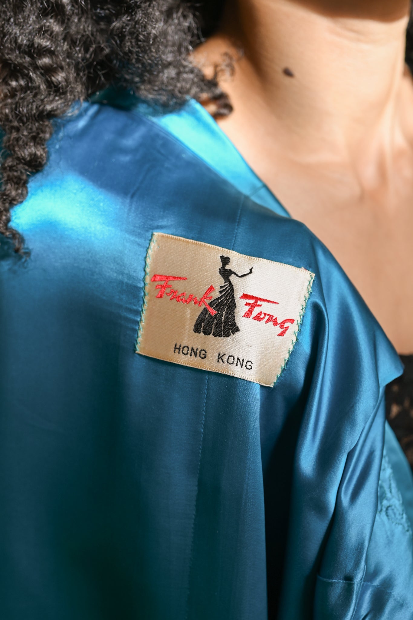 1950s Teal Duchesse Silk Opera Coat