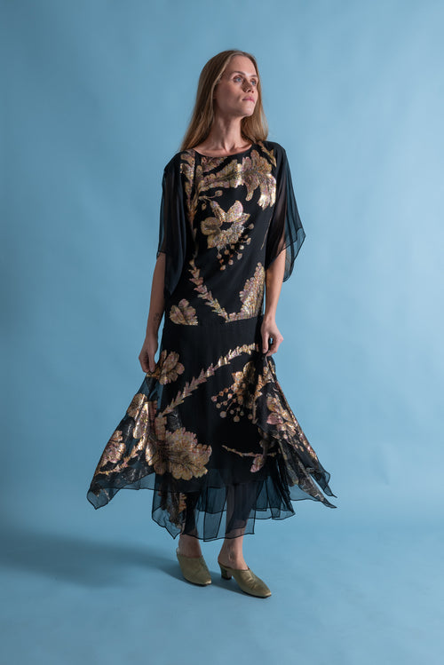 1980s Silk Lamé Handkerchief Gown [xs/sm]