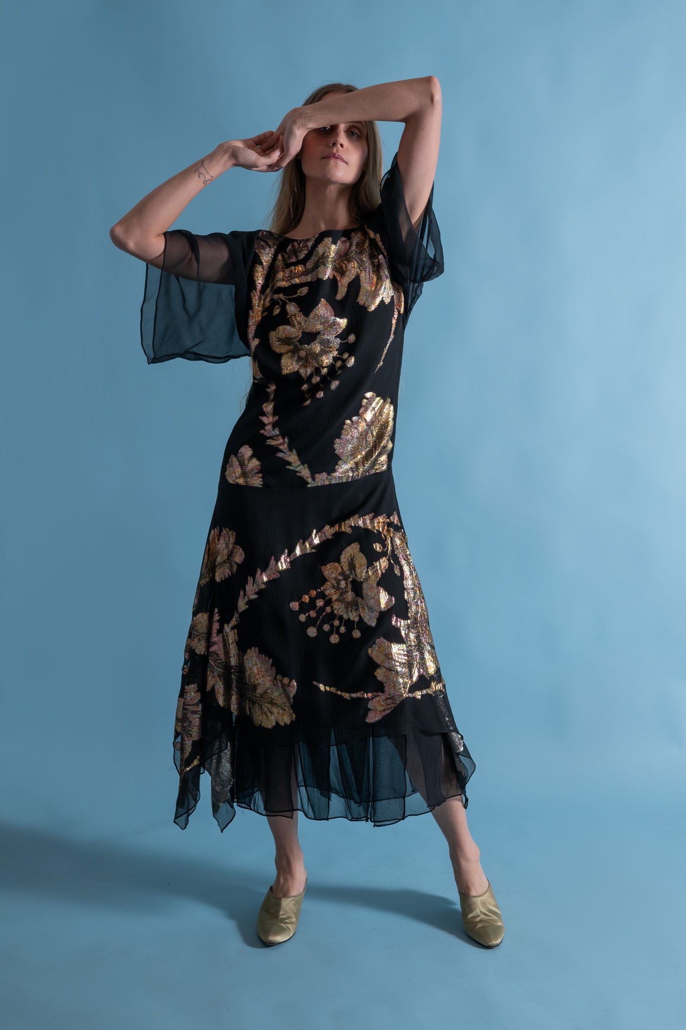 1980s Silk Lamé Handkerchief Gown [xs/sm]
