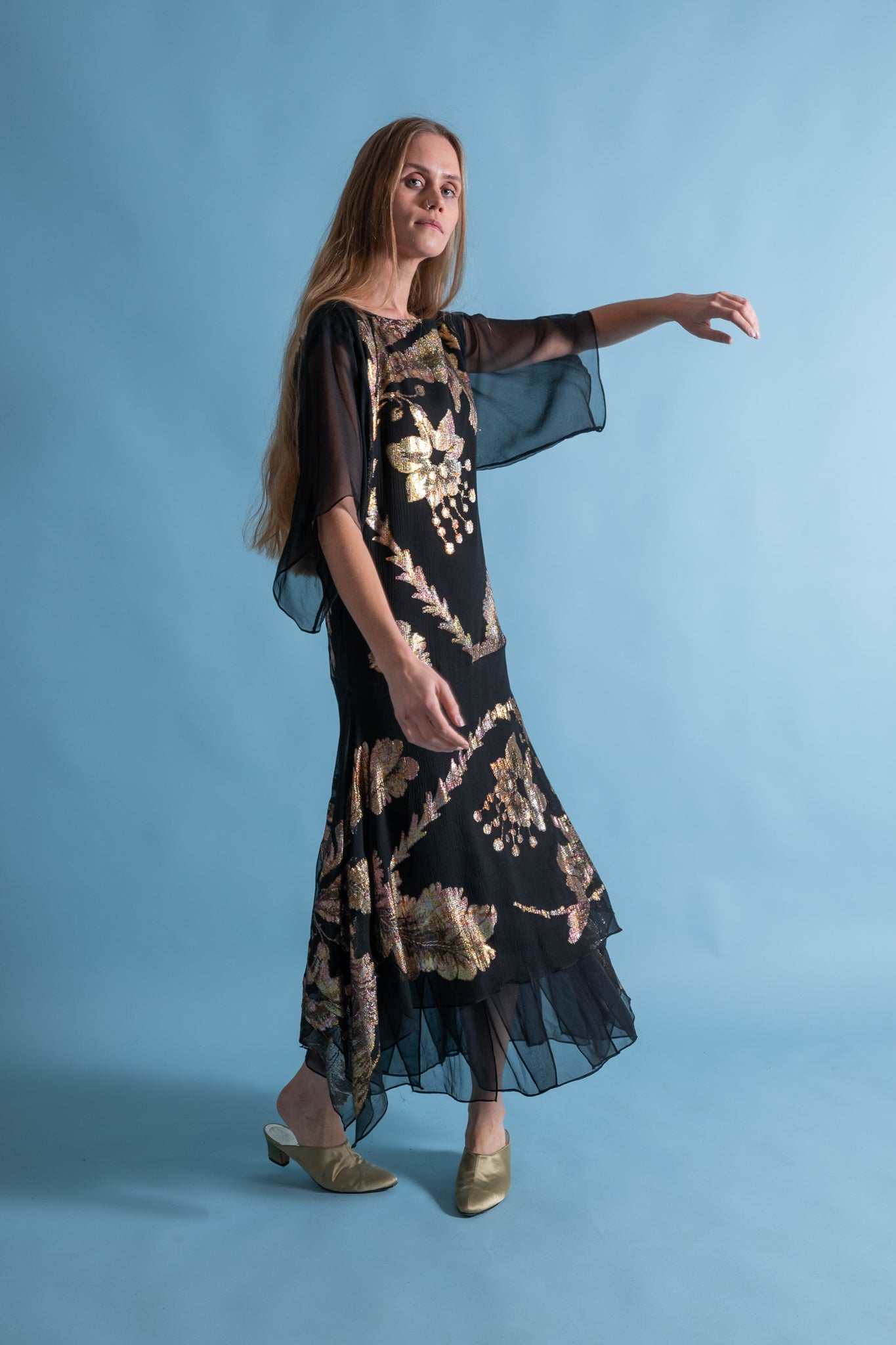 1980s Silk Lamé Handkerchief Gown [xs/sm]