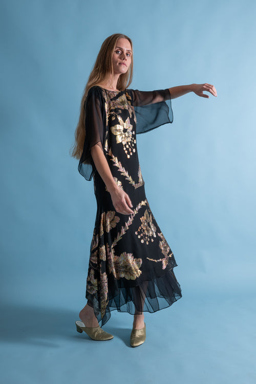 1980s Silk Lamé Handkerchief Gown [xs/sm]