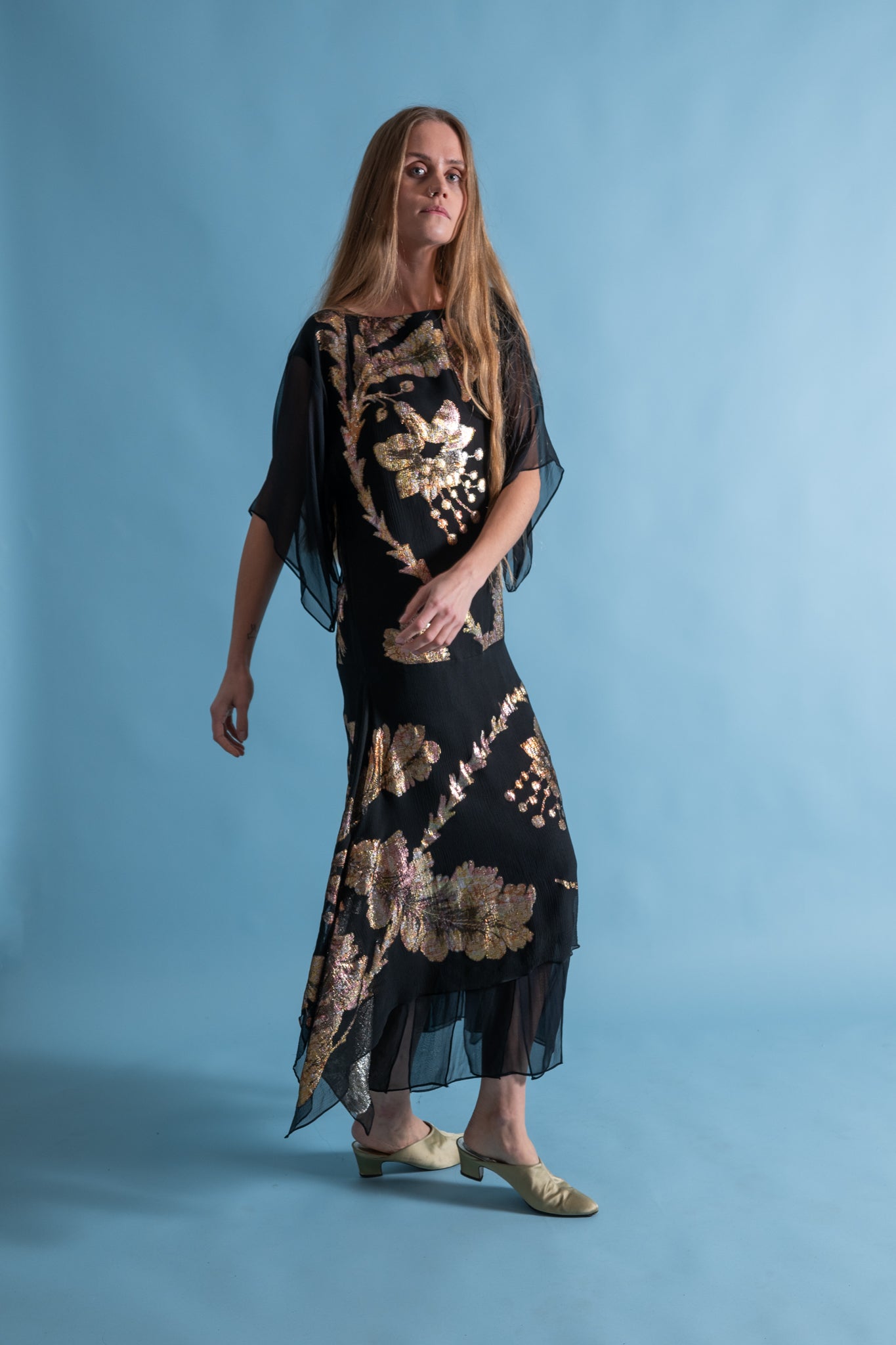 1980s Silk Lamé Handkerchief Gown [xs/sm]