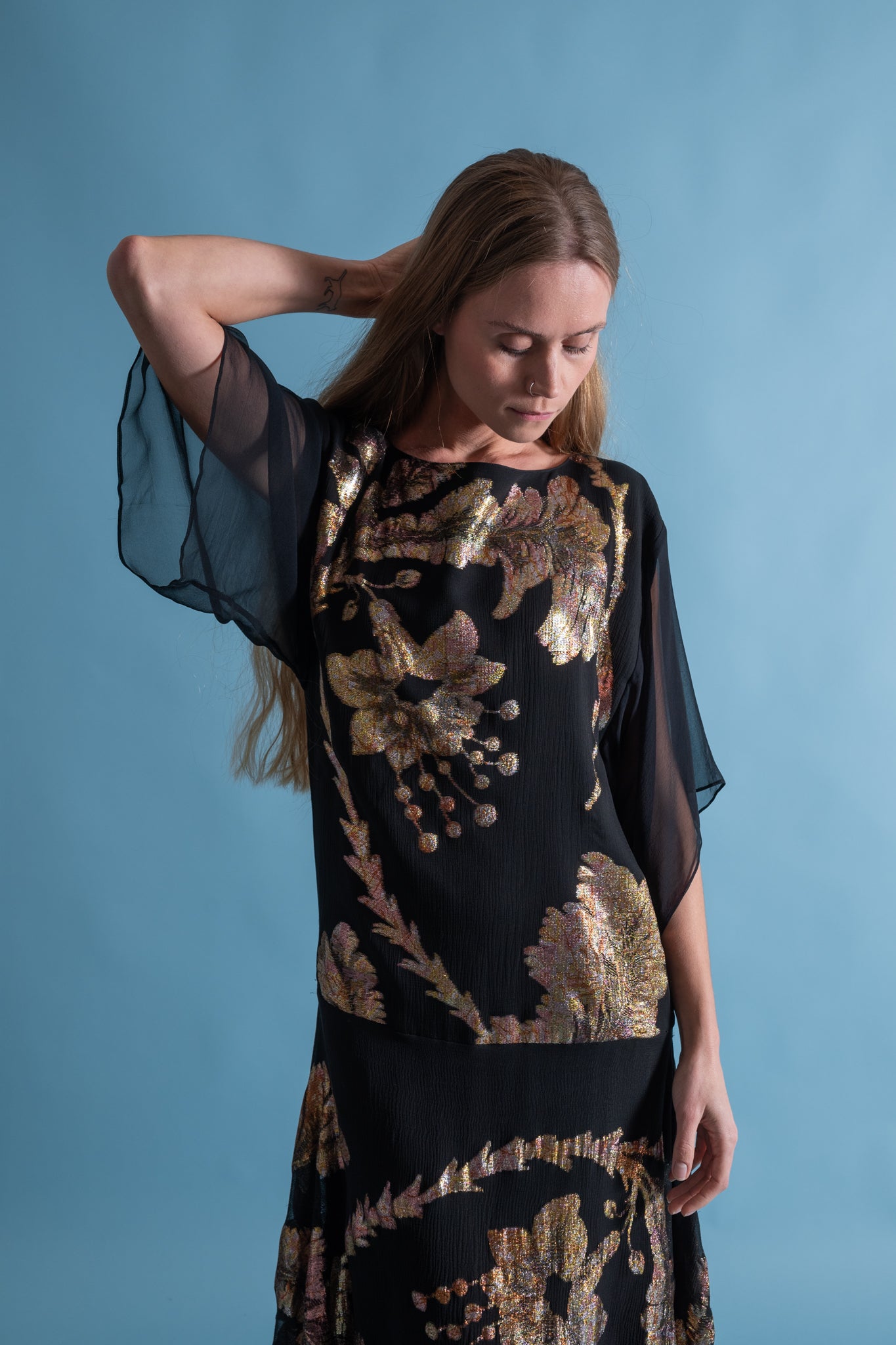 1980s Silk Lamé Handkerchief Gown [xs/sm]