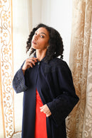 1940s Black Iris Beaded Soutache Swing Coat