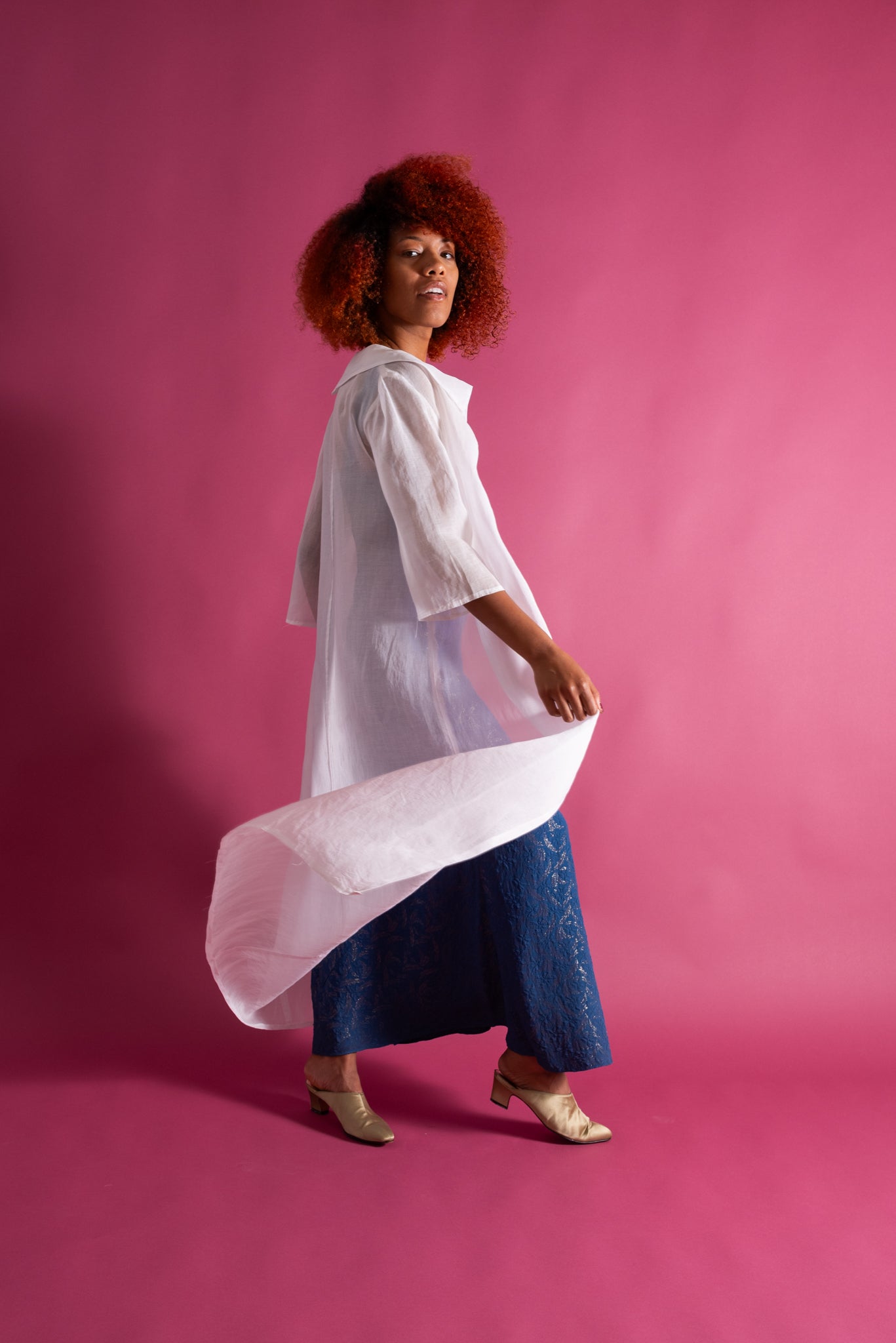 1950s White Silk Organza Duster [sm/med/lrg]