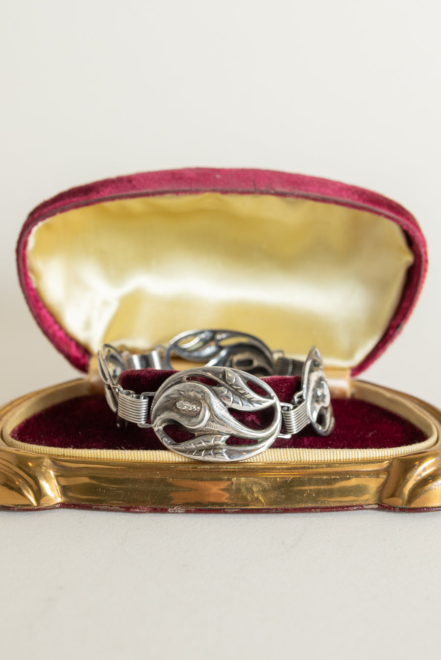 Art Nouveau Sterling Calla Lily Repoussé Bracelet