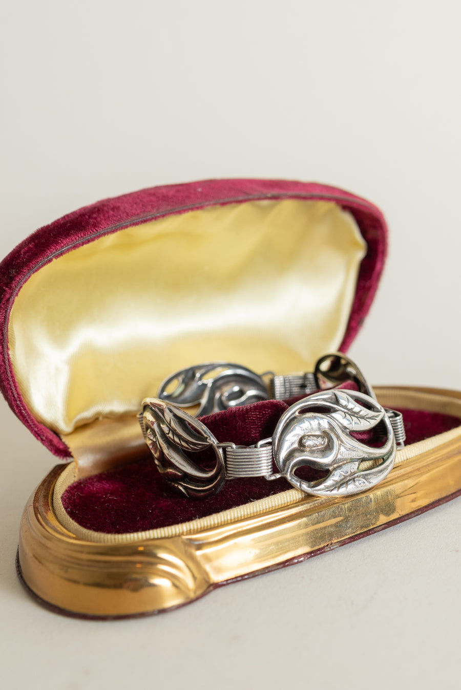 Art Nouveau Sterling Calla Lily Repoussé Bracelet