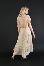 1930s Alençon Lace + Ribbonwork Capelet Robe [xs/sm/med]