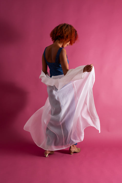 1950s White Silk Organza Duster [sm/med/lrg]