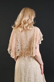 1930s Alençon Lace + Ribbonwork Capelet Robe [xs/sm/med]