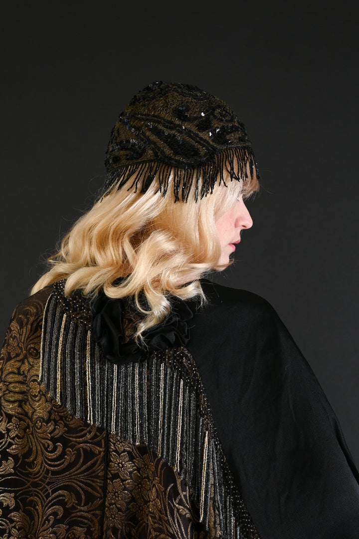 1920s Bullion + Sequin Fringe Cloche