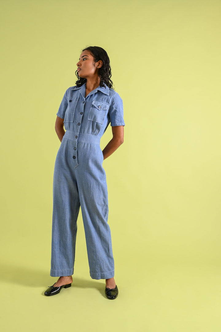 1940s Deadstock War Era Chambray Coveralls [xs/sm]