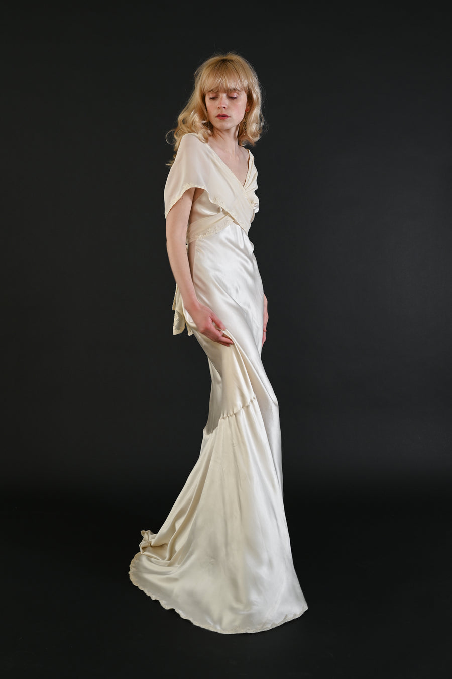 1930s Trained Silk Wrap Gown [xs/sm/med]