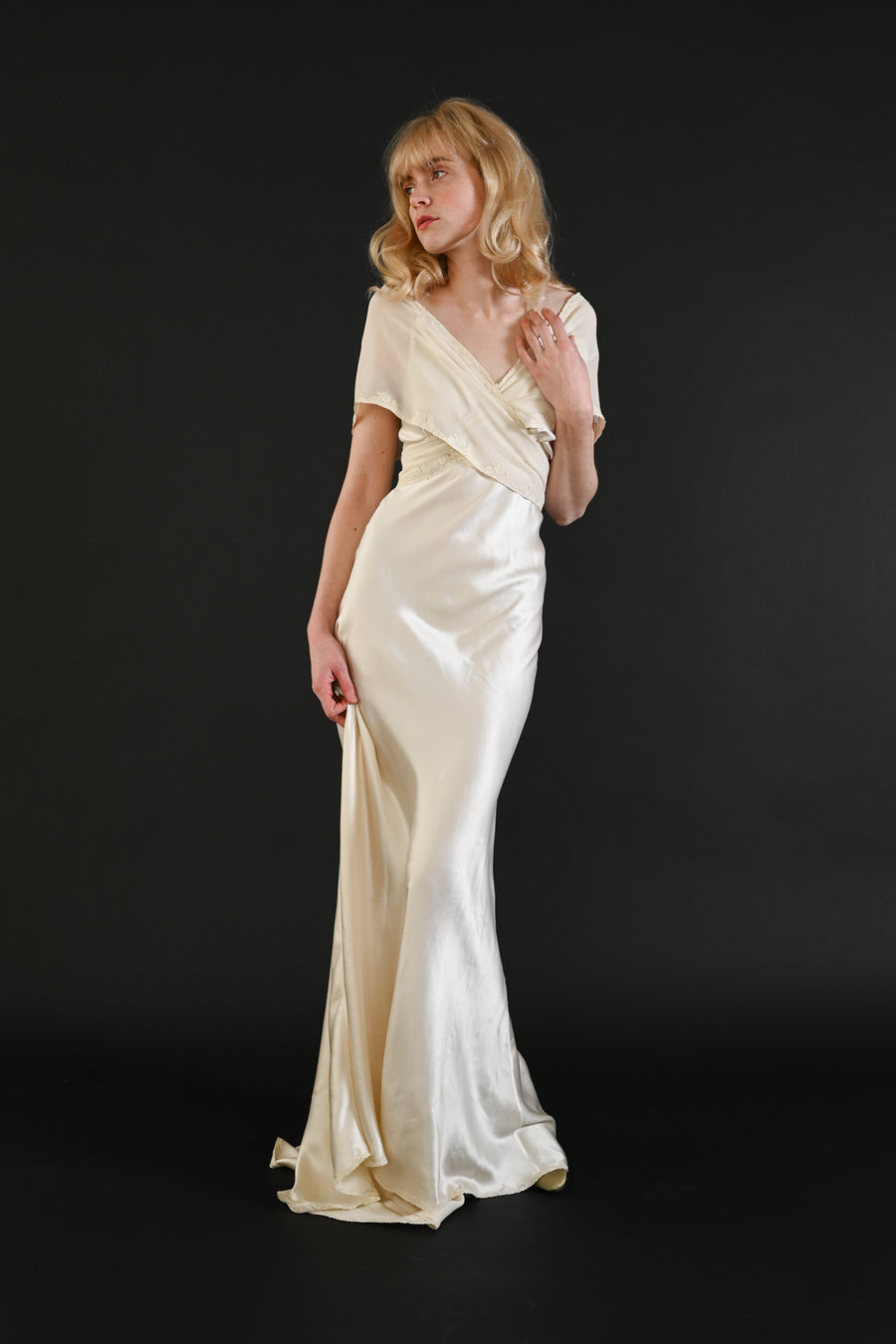 1930s Trained Silk Wrap Gown [xs/sm/med]