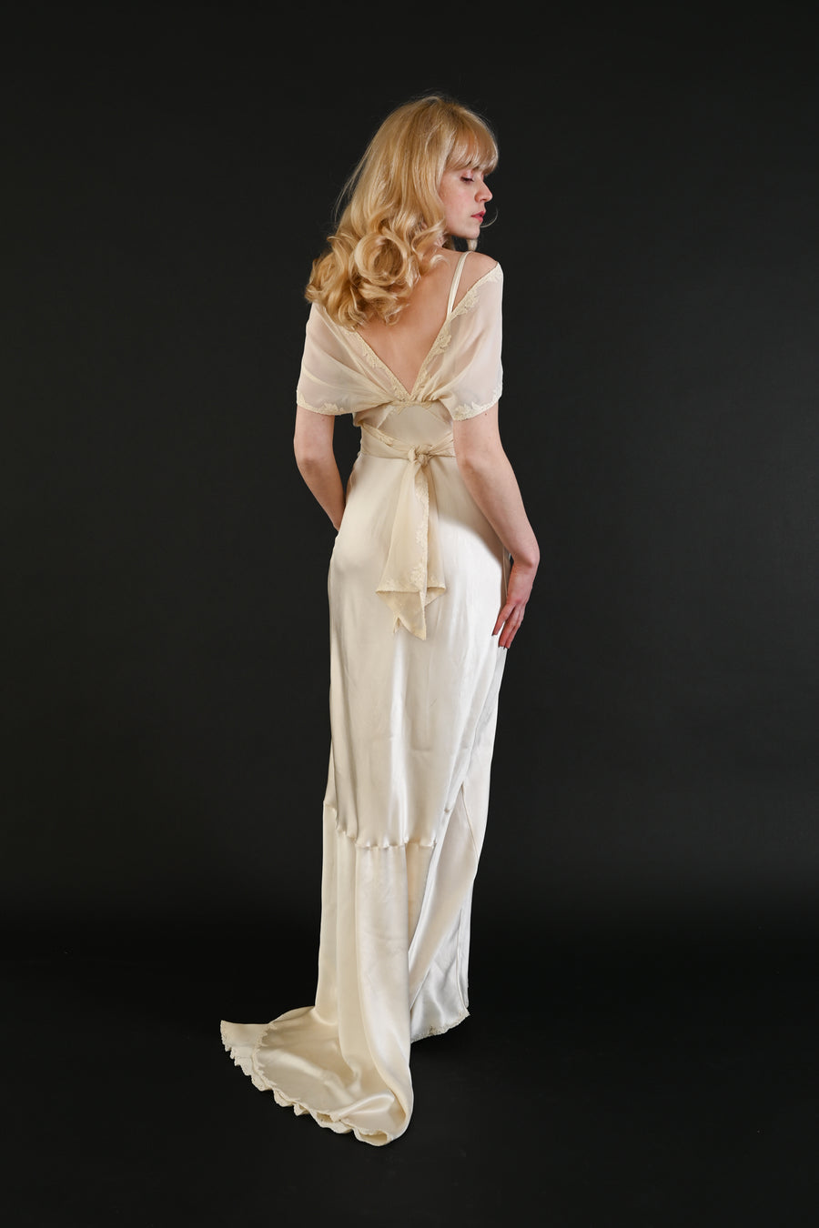 1930s Trained Silk Wrap Gown [xs/sm/med]