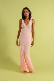 1930s Crinkle Silk Chiffon Bias Cut Gown [xs/sm]