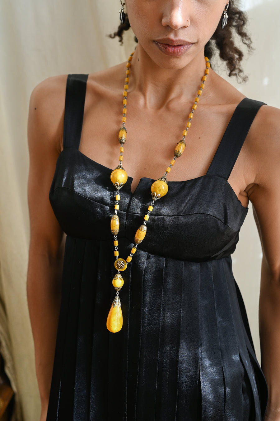 1920s Marbled Celluloid Egyptian Revival Sautoir