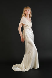 1930s Trained Silk Wrap Gown [xs/sm/med]