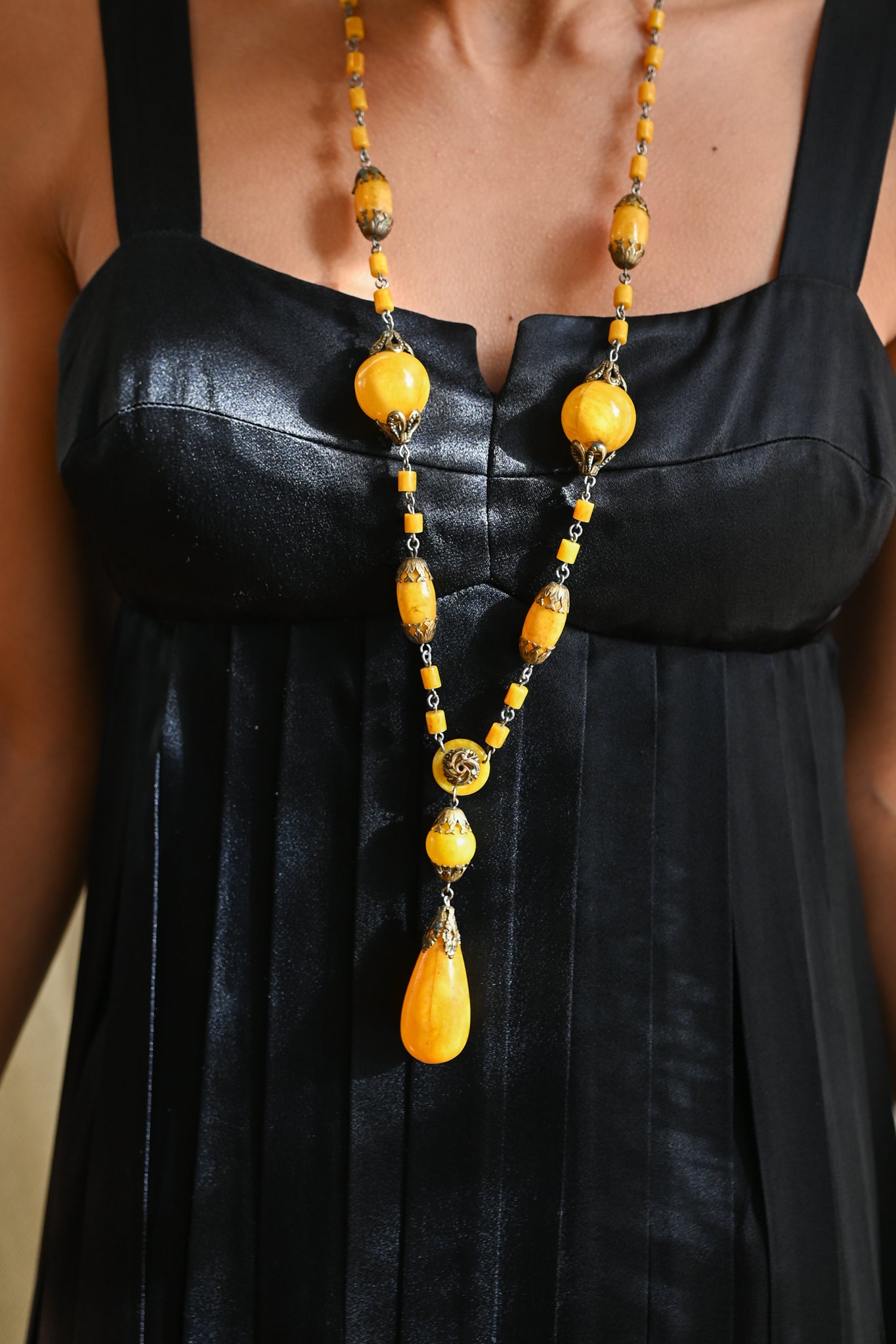 1920s Marbled Celluloid Egyptian Revival Sautoir