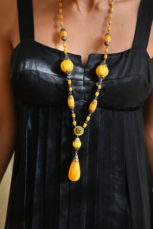 1920s Marbled Celluloid Egyptian Revival Sautoir