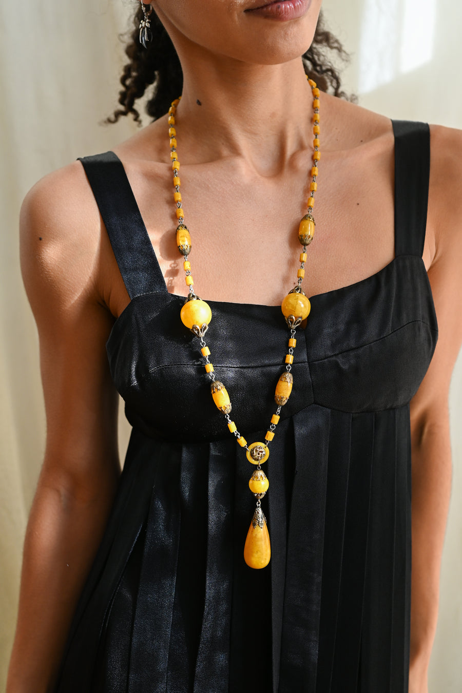 1920s Marbled Celluloid Egyptian Revival Sautoir