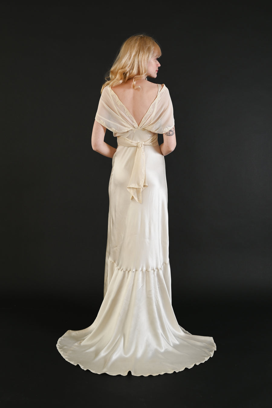 1930s Trained Silk Wrap Gown [xs/sm/med]