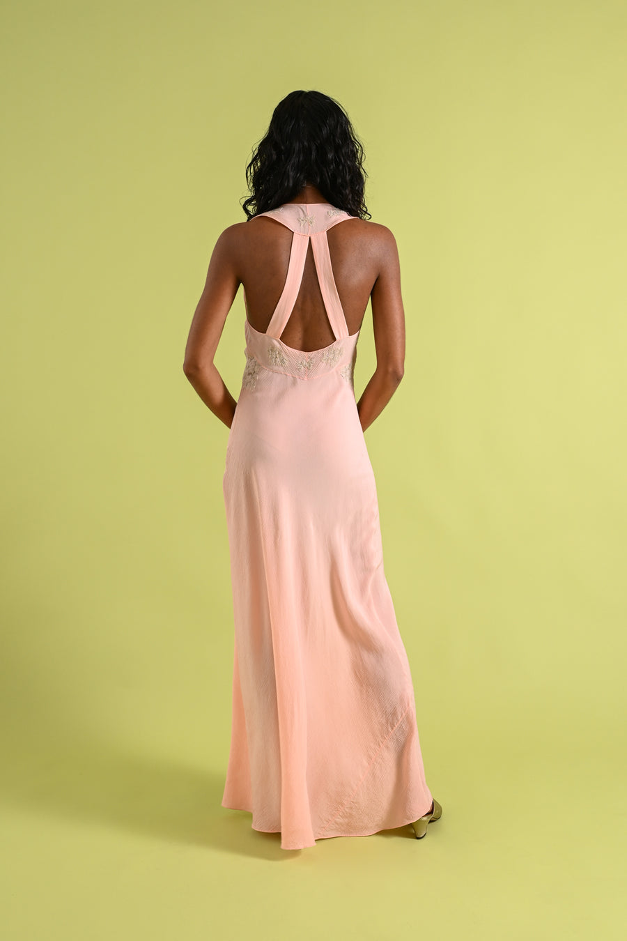 1930s Crinkle Silk Chiffon Bias Cut Gown [xs/sm]