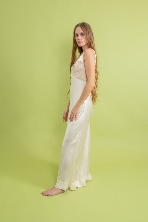 1930s Sweetheart Silk and Lace Slip [xs/sm]